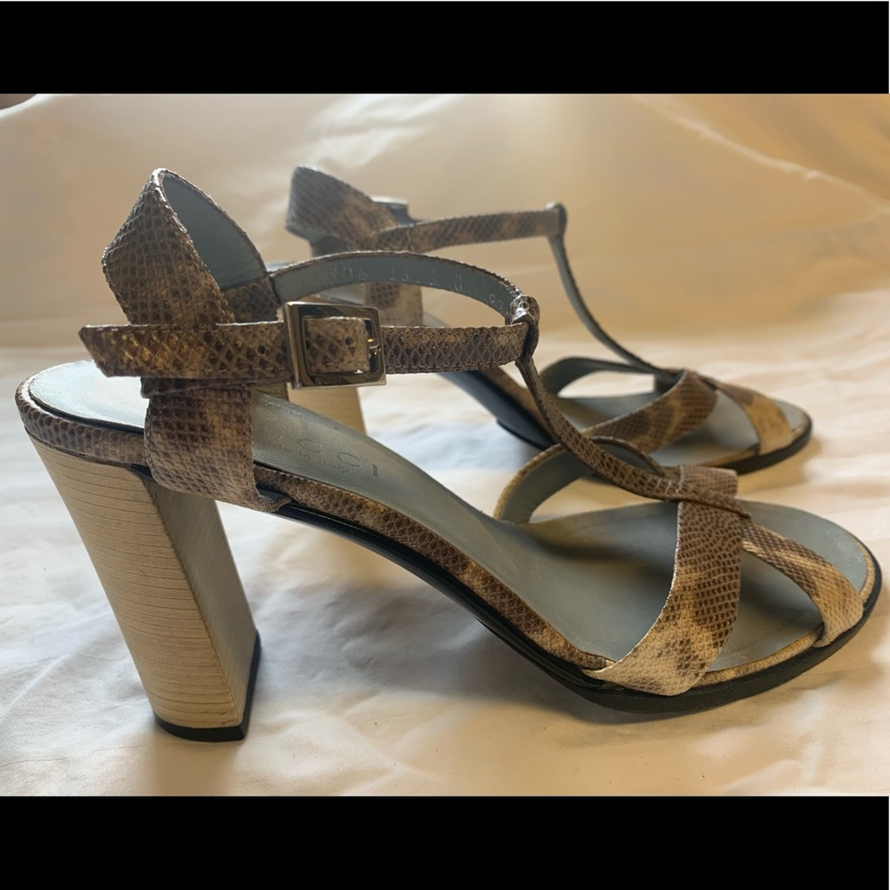 Vintage Gucci Snakeskin and Cream Chunky High Heels with Original Box & Dustbag